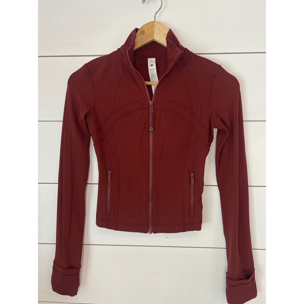 Lululemon Define Crop Nulu Jacket Dark Red Full Zip Yoga Athletic 2 activewear